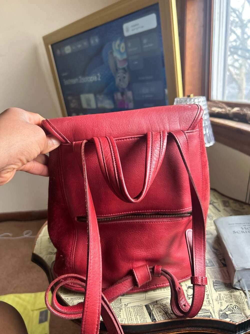 Vintage Coach Berkeley Series Red Suede and Leather Convertible Backpack 9016 - Picture 5 of 7